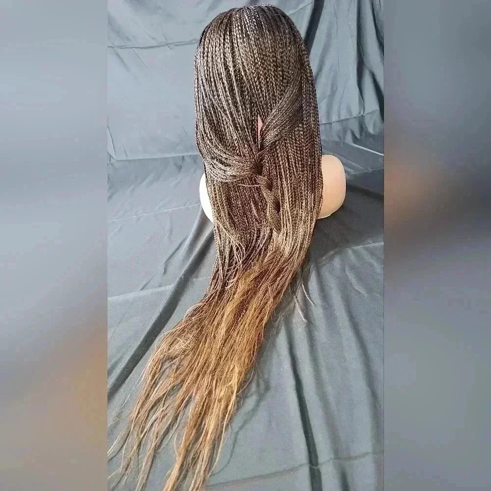 Braided wigs 100% handmade, long wig , ombre wig, box braids with cornro… - Picture 4 of 16